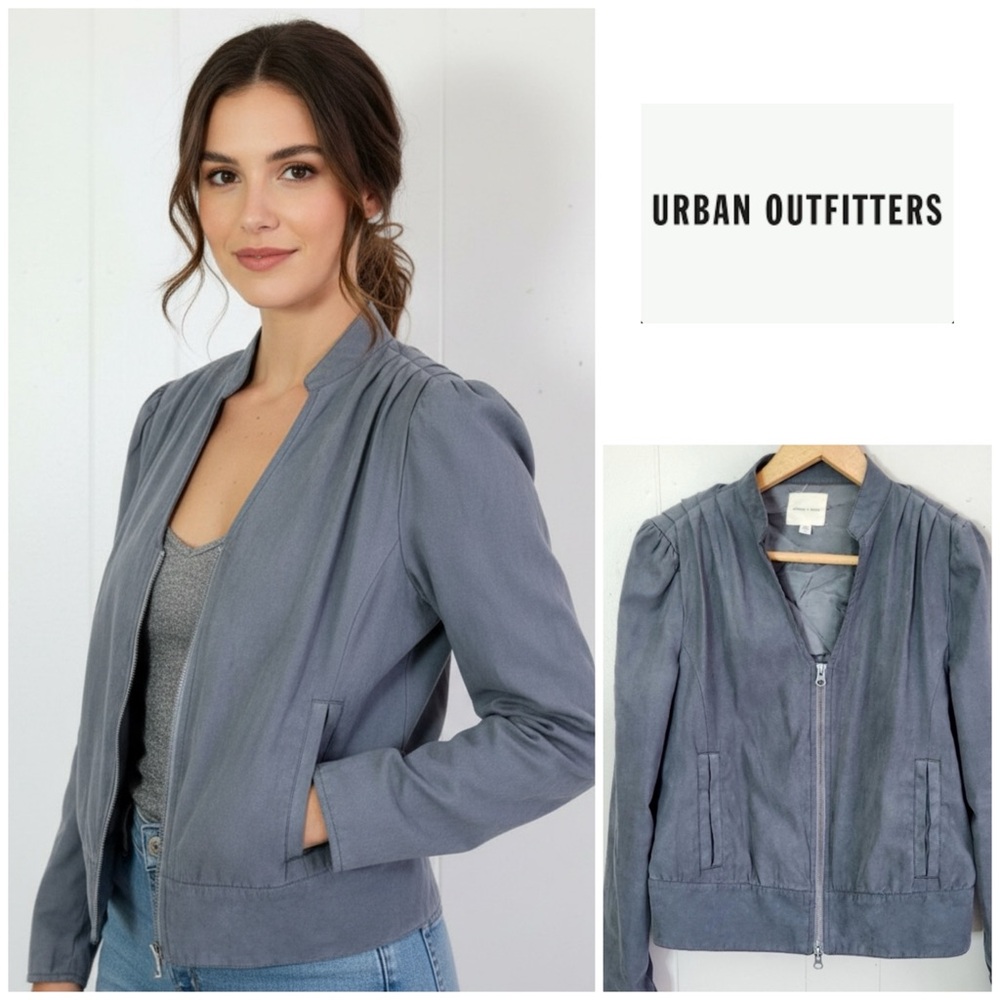 Urban Outfitters Silence + Noise  Gray Suede Bomber Jacket